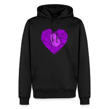 Coeur violet - Sweat à capuche Premium bio Homme - noir - Devant - Nico (187cm)