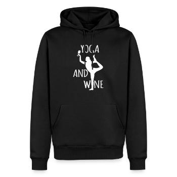 Femme de yoga - Sweat à capuche Premium bio Homme - noir - Devant - Nico (187cm)