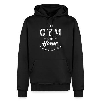 Les muscles du gymnase disent musculation - Sweat à capuche Premium bio Homme - noir - Devant - Nico (187cm)