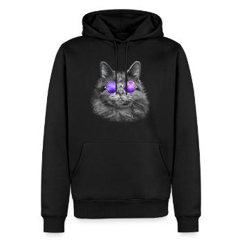 Chat cool avec des lunettes de soleil chat cadeau drôle - Sweat à capuche Premium bio Homme - noir - Devant - Nico (187cm)