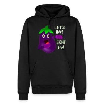 Funny eggplant is having fun - Men’s Premium Organic Hoodie - black - Front - Nico (187cm)
