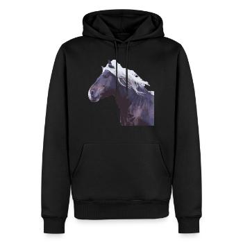 cheval sang froid crinière tête de cheval photo cadeau réel - Sweat à capuche Premium bio Homme - noir - Devant - Nico (187cm)