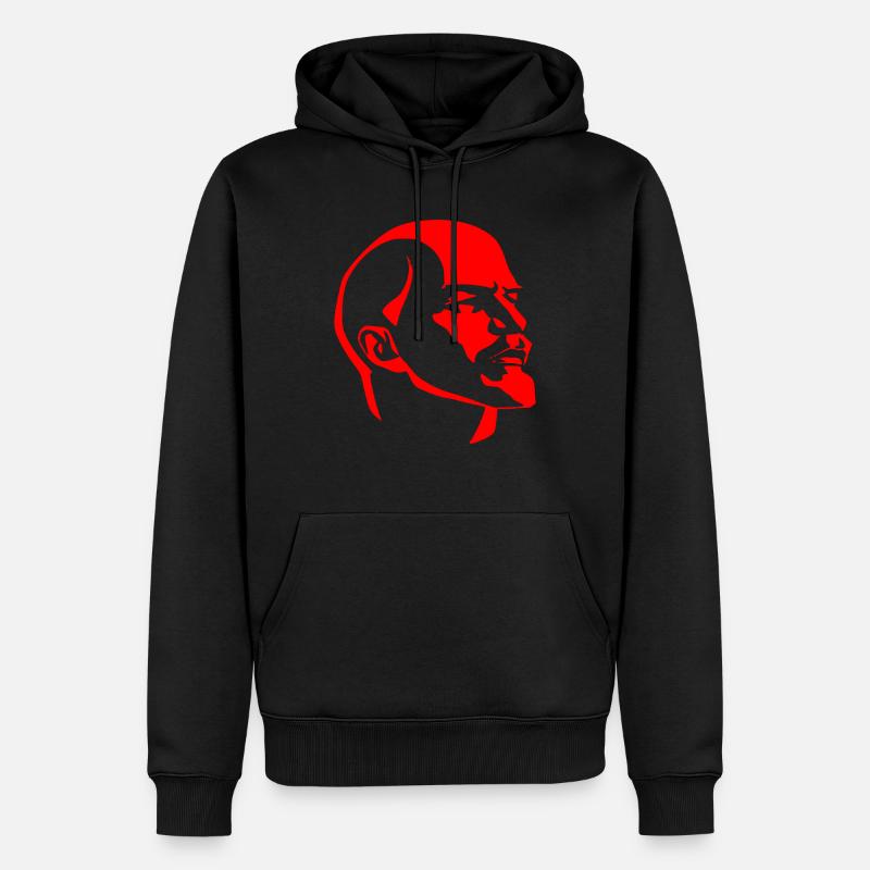 Kopf Lenin rot - Männer Premium Bio Hoodie - Schwarz