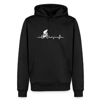 Heartbeat Biker Heart Rate - Männer Premium Bio Hoodie - Schwarz - Vorne - Nico (187cm)