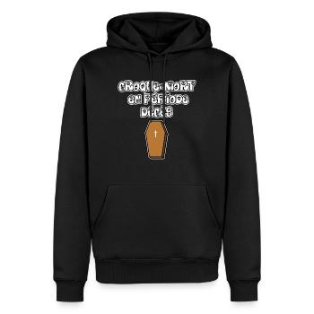 CROQUE-MORT, EN PÉRIODE DÉCÈS - JEUX DE MOTS - Sweat à capuche Premium bio Homme - noir - Devant - Nico (187cm)