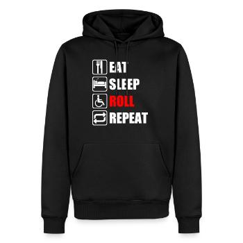 Rollstuhl - Männer Premium Bio Hoodie - Schwarz - Vorne - Nico (187cm)