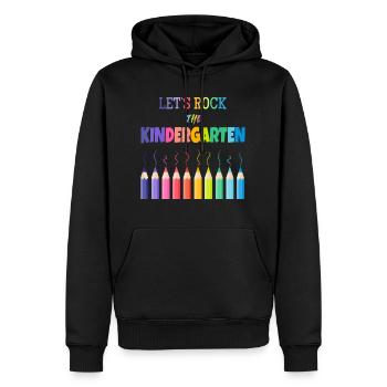 Éducatrice maternelle kindergarten - Sweat à capuche Premium bio Homme - noir - Devant - Nico (187cm)