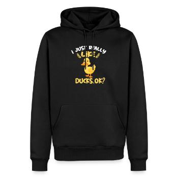 J'AIME VRAIMENT DES CANARDS OK? - Sweat à capuche Premium bio Homme - noir - Devant - Nico (187cm)