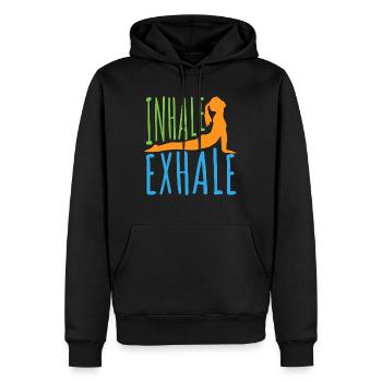 Yoga Inhalation d’expire - Idée de cadeau - Sweat à capuche Premium bio Homme - noir - Devant - Nico (187cm)