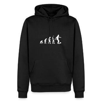 Fußball Evolution Geschenkidee - Männer Premium Bio Hoodie - Schwarz - Vorne - Nico (187cm)