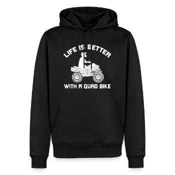 LIFE IS BETTER WITH A QUAD BIKE - Männer Premium Bio Hoodie - Schwarz - Vorne - Nico (187cm)