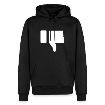 I Dislike social media Icon (Thumbs down) - Männer Premium Bio Hoodie - Schwarz - Vorne - Nico (187cm)