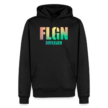 FLGN Bunt Auflegen DJ - Männer Premium Bio Hoodie - Schwarz - Vorne - Nico (187cm)