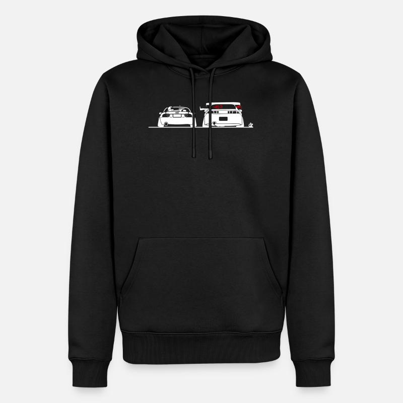 miata vs silvia blanc - Sweat à capuche Premium bio Homme - noir