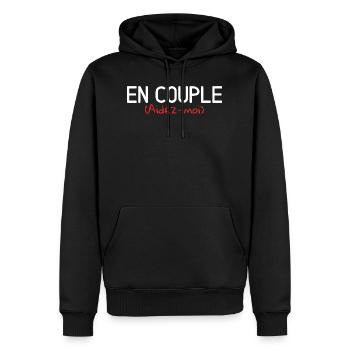 t-shirt en couple aidez moi. Cadeau couple humour - Sweat à capuche Premium bio Homme - noir - Devant - Nico (187cm)