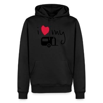 j'aime ma caravane j'aime ma caravane Vacances - Sweat à capuche Premium bio Homme - noir - Devant - Nico (187cm)