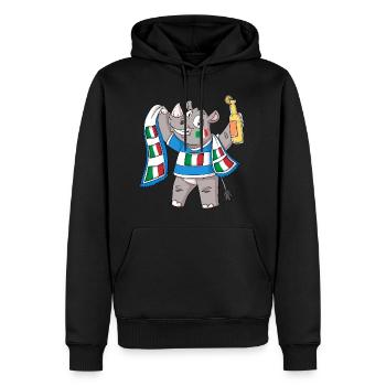 Rhino Fan Italie - Sweat à capuche Premium bio Homme - noir - Devant - Nico (187cm)