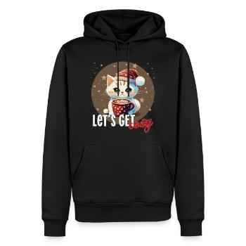 Katze Kaffee cat Let's get cosy xmas coffee santa - Männer Premium Bio Hoodie - Schwarz - Vorne - Nico (187cm)