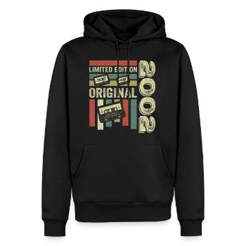 Millésime 2002 - citation d’anniversaire rétro 2002 - Sweat à capuche Premium bio Homme - noir - Devant - Nico (187cm)