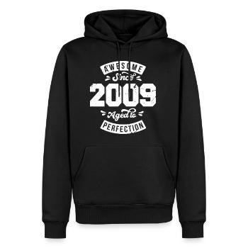 Vintage 2009 Geburtstag - retro 2009 - Männer Premium Bio Hoodie - Schwarz - Vorne - Nico (187cm)