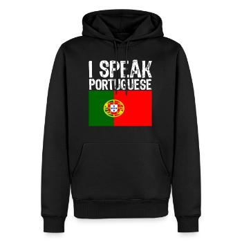Ich spreche PORTUGIESISCH lustiges Geschenk für Brasilien - Männer Premium Bio Hoodie - Schwarz - Vorne - Nico (187cm)