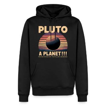Pluto A Planet Retro Sonnenuntergang Advocacy Design - Männer Premium Bio Hoodie - Schwarz - Vorne - Nico (187cm)
