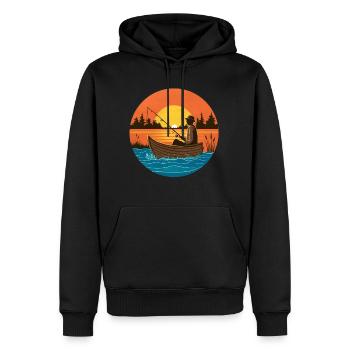 Mann Fischer Boot See Fischer Geschenk Fischer Mann# - Männer Premium Bio Hoodie - Schwarz - Vorne - Nico (187cm)