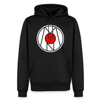 Moin symbole signe timbre - Sweat à capuche Premium bio Homme - noir - Devant - Nico (187cm)