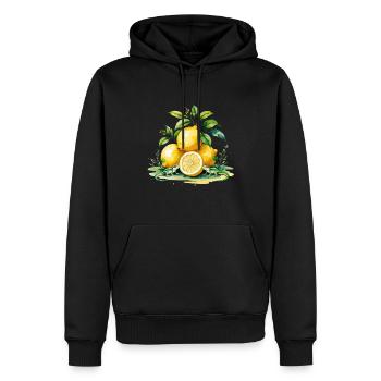 Zitronen & Eidechsen - Frucht trifft Wildnis - Männer Premium Bio Hoodie - Schwarz - Vorne - Nico (187cm)