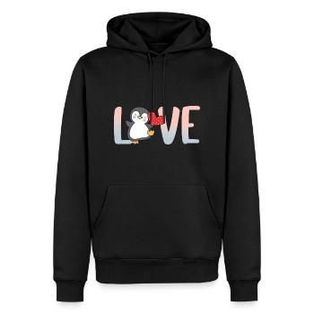 Pingouin Valentine’s Day Heart Love Gift Idea - Sweat à capuche Premium bio Homme - noir - Devant - Nico (187cm)