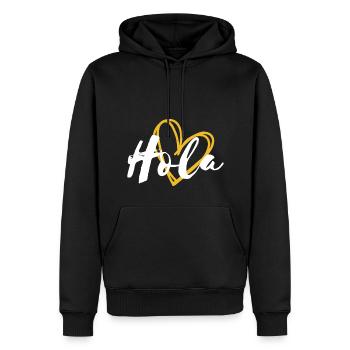 Hola hello summer vacation travel Mother's Day - Men’s Premium Organic Hoodie - black - Front - Nico (187cm)