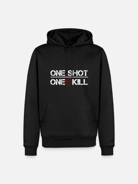 One Shot One Kill - Männer Premium Bio Hoodie - Schwarz