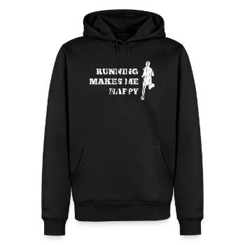 Courir me rend heureux courir en disant look usé - Sweat à capuche Premium bio Homme - noir - Devant - Nico (187cm)