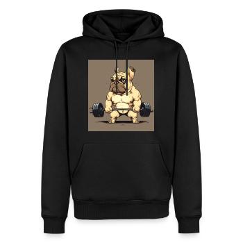 Français Bulldog Frenchie Bodybuilding Dog - Sweat à capuche Premium bio Homme - noir - Devant - Nico (187cm)
