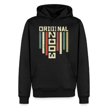 2003 Cadeau Rétro 2003 Cadeau Anniversaire 21 ans - Sweat à capuche Premium bio Homme - noir - Devant - Nico (187cm)