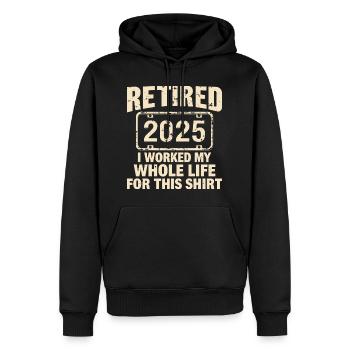 Lustiger Ruhestand 2025 Ruhestand Humor | Ruhestand 2025 - Männer Premium Bio Hoodie - Schwarz - Vorne - Nico (187cm)
