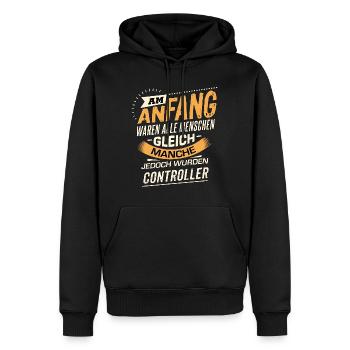 Am Anfang Controller RAHMENLOS Berufe Jobs - Männer Premium Bio Hoodie - Schwarz - Vorne - Nico (187cm)