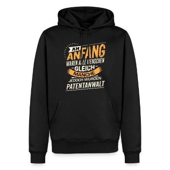 Am Anfang Patentanwalt RAHMENLOS Berufe Jobs - Männer Premium Bio Hoodie - Schwarz - Vorne - Nico (187cm)