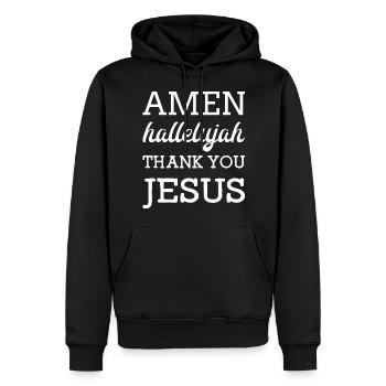 Amen Jesus - Männer Premium Bio Hoodie - Schwarz - Vorne - Nico (187cm)