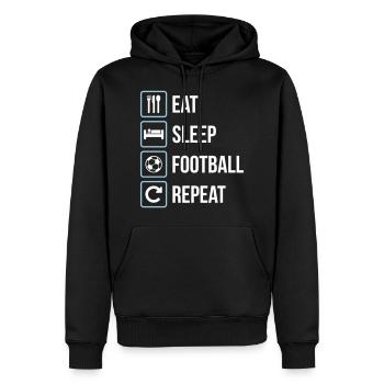 Eat Sleep Football Repeat - Männer Premium Bio Hoodie - Schwarz - Vorne - Nico (187cm)