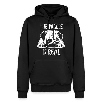 Der puggle ist echt - Männer Premium Bio Hoodie - Schwarz - Vorne - Nico (187cm)