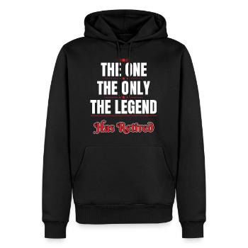 The Legend has retired Retraitée Cadeau - Sweat à capuche Premium bio Homme - noir - Devant - Nico (187cm)