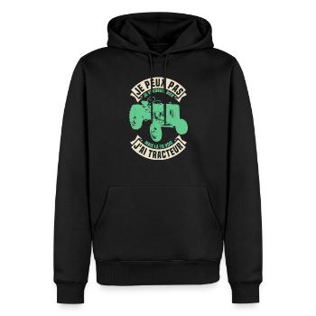 Je peux pas j'ai tracteur - Sweat à capuche Premium bio Homme - noir - Devant - Nico (187cm)