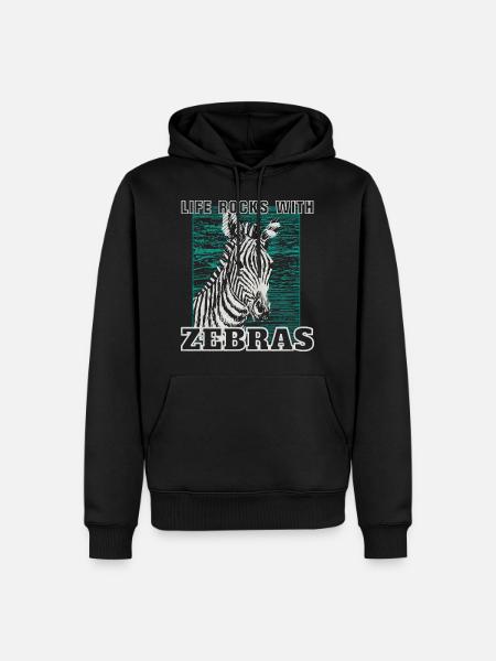 Zebra - Männer Premium Bio Hoodie - Schwarz