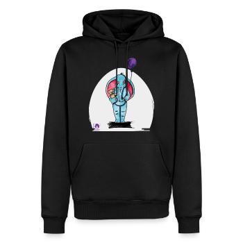 Elie l'éléphant - Sweat à capuche Premium bio Homme - noir - Devant - Nico (187cm)
