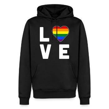 LGBT Pride Regenbogenfarbe Liebe Herz Gay Pride - Männer Premium Bio Hoodie - Schwarz - Vorne - Nico (187cm)