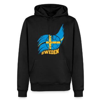 Flag Ball Suède Logo de fan de football suédois - Sweat à capuche Premium bio Homme - noir - Devant - Nico (187cm)