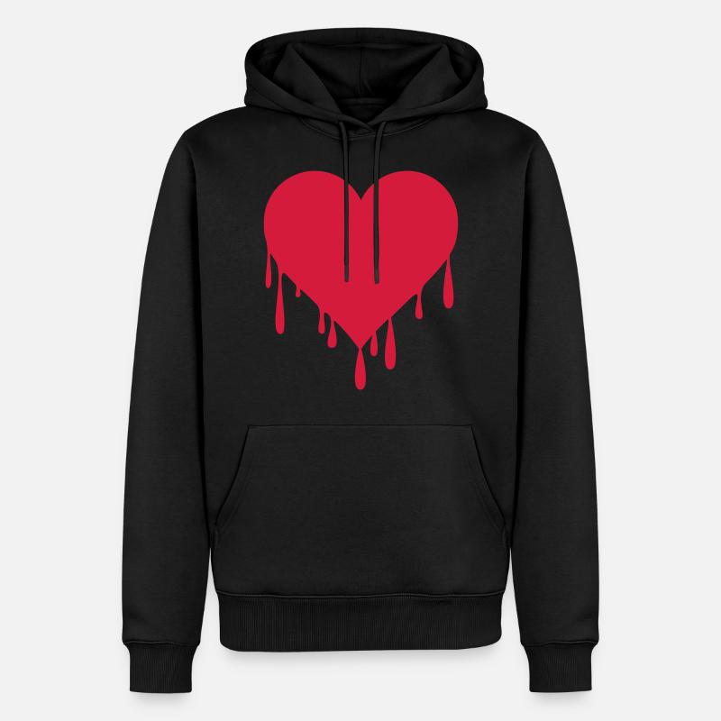 DRIPPING HEART - blutendes Herz - Männer Premium Bio Hoodie - Schwarz
