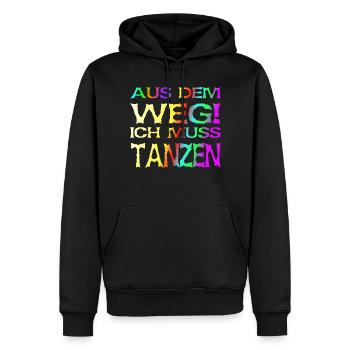 Hors de la route, je dois danser! Paroles, fête - Sweat à capuche Premium bio Homme - noir - Devant - Nico (187cm)