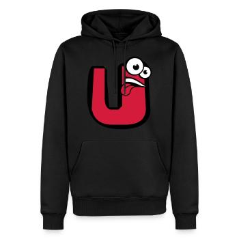 U lettre nom écrire bande dessin animé visage l - Sweat à capuche Premium bio Homme - noir - Devant - Nico (187cm)
